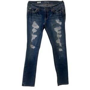 Decree  Women's Distressed Blue Skinny Jeans, Size 11